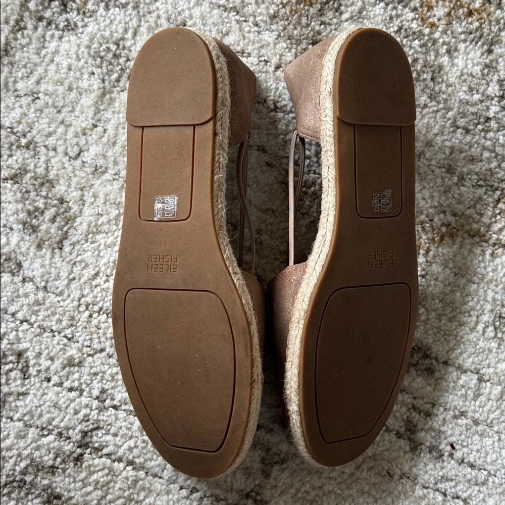 Eileen Fisher Lee Metallic Suede Espadrille Flat Slip On Shoes Size 11 MSRP $135